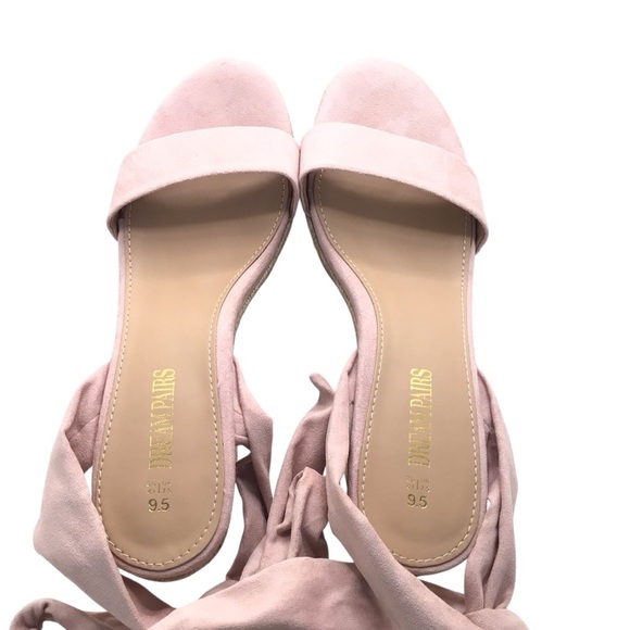 NWOB Dream Pairs Womens Pink Faux Suede Ankle Tie Lace Up Platform Wedges 9.5 - Picture 8 of 12